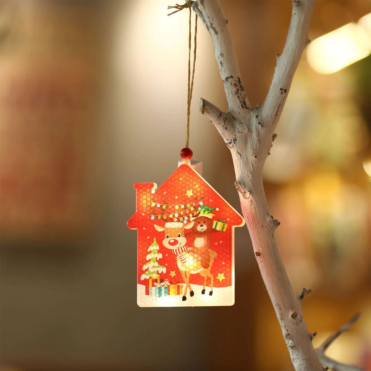 Hanging Decoration LED Snowflake Santa Motif