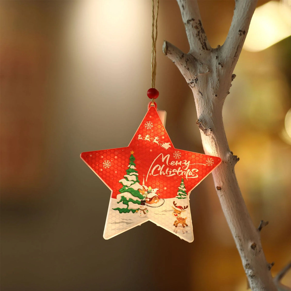 Hanging Decoration LED Snowflake Santa Motif