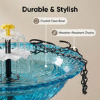 Hanging Fountain Solar-Powered Two-Tier Hand-Blown Glass Bowl