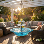 Hanging Fountain Solar-Powered Two-Tier Hand-Blown Glass Bowl