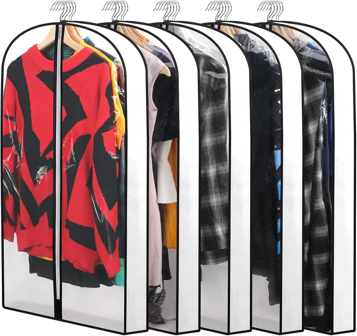 Hanging Garment Cover Set PEVA Water-Resistant Full-Length Zipper 24-Pack