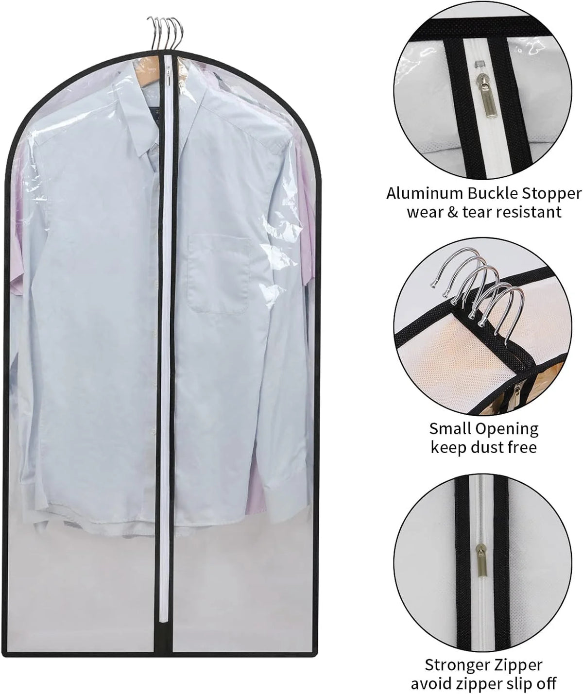 Hanging Garment Cover Set PEVA Water-Resistant Full-Length Zipper 24-Pack