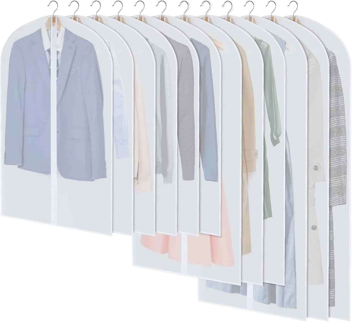 Hanging Garment Cover Set PEVA Water-Resistant Full-Length Zipper 24-Pack