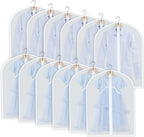 Hanging Garment Cover Set PEVA Water-Resistant Full-Length Zipper 24-Pack