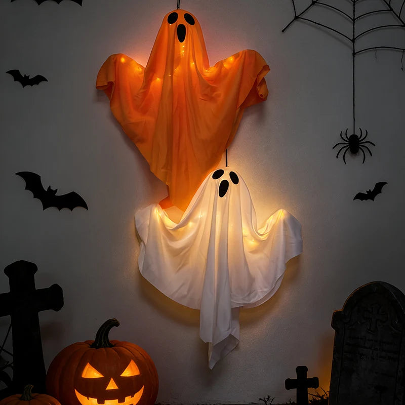 Hanging Ghost Decoration Floating Fabric Warm White LED