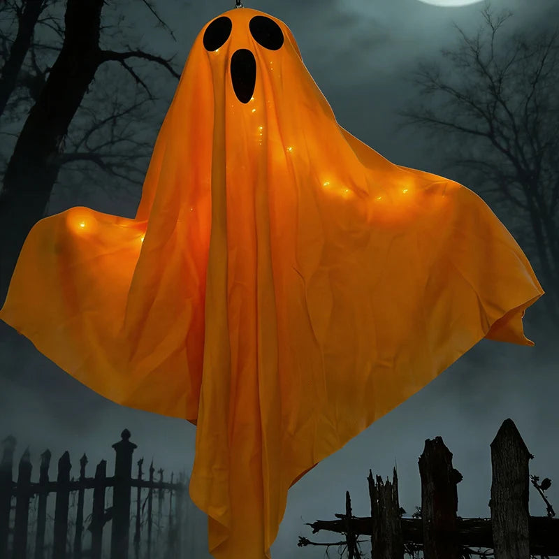 Hanging Ghost Decoration Floating Fabric Warm White LED