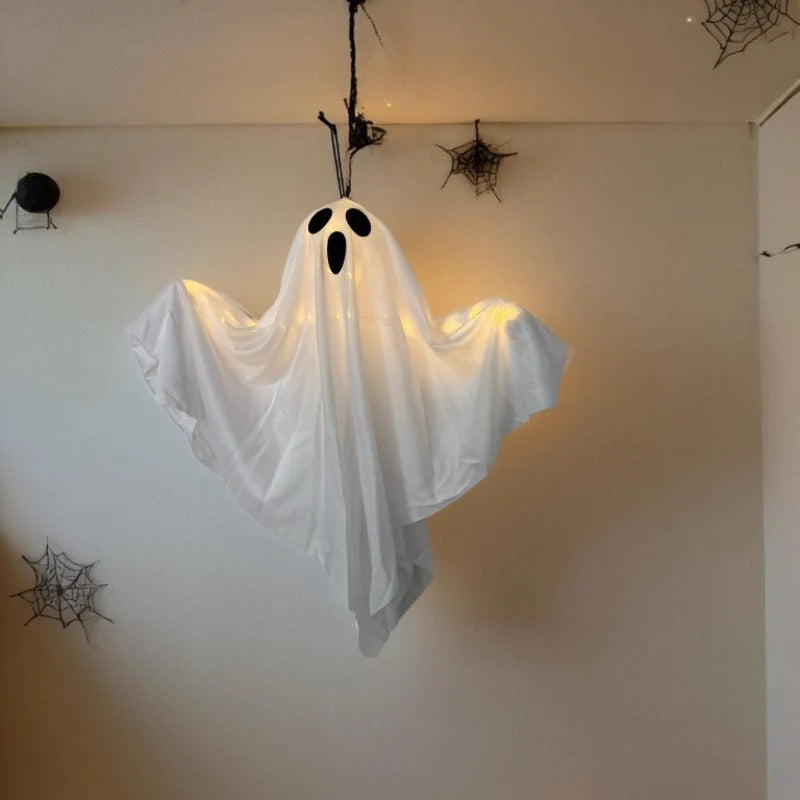 Hanging Ghost Decoration LED Light-Up Lightweight Fabric Indoor Outdoor