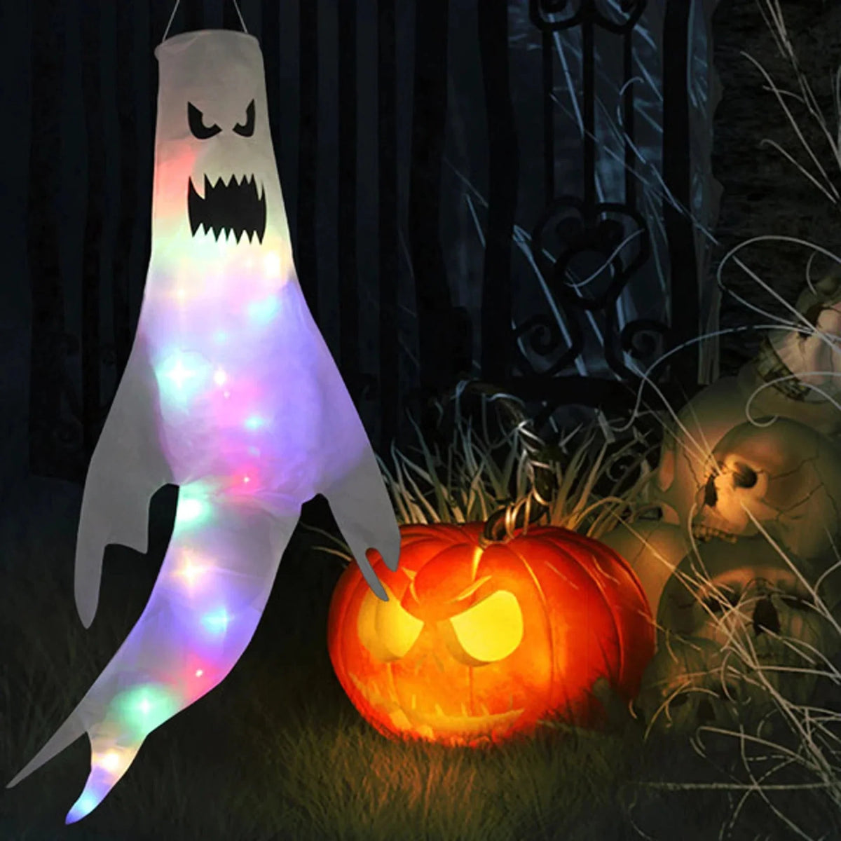Hanging Ghost Decoration Large Tear-Resistant Fabric & LED Option