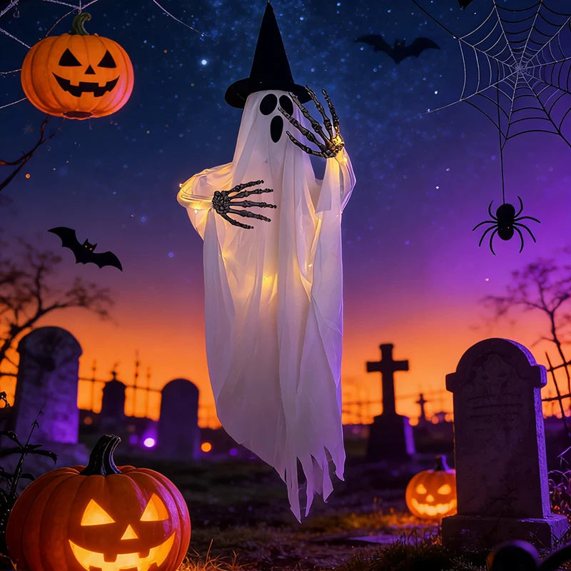 Hanging Ghost Decoration Realistic LED Lit Draped Fabric