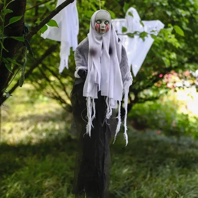 Hanging Ghost Decoration Realistic Skull Weather-Resistant Fabric Easy Install