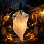 Hanging Ghost Decoration Warm LED & Movable Skeleton Arms