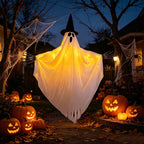 Hanging Ghost LED-Lit Witch Hat & Posable Arms