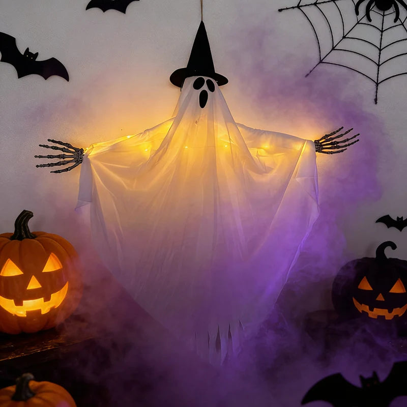 Hanging Halloween Ghost Decoration LED-Lit Draped Fabric Indoor Outdoor