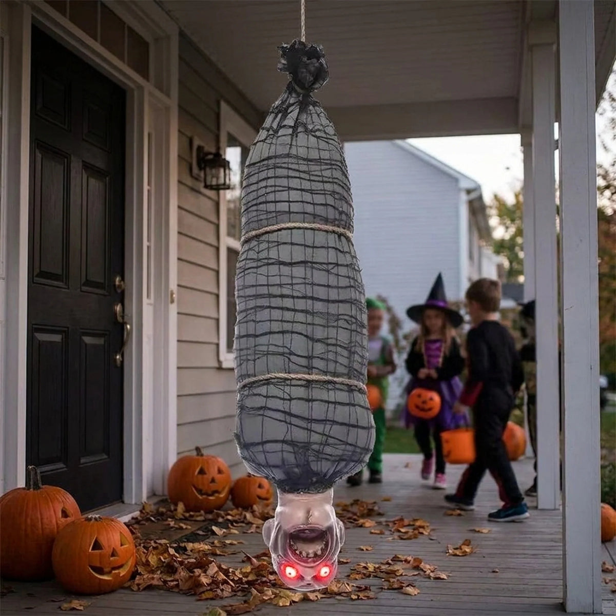 Hanging Horror Figure LED Eyes & Eerie Sound Battery-Operated