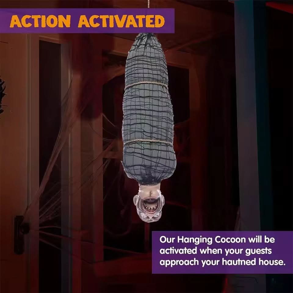 Hanging Horror Figure LED Eyes & Eerie Sound Battery-Operated