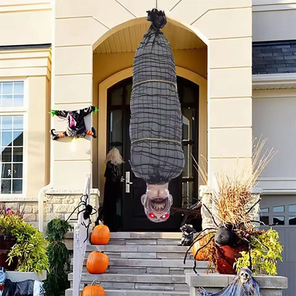 Hanging Horror Figure LED Eyes & Eerie Sound Battery-Operated