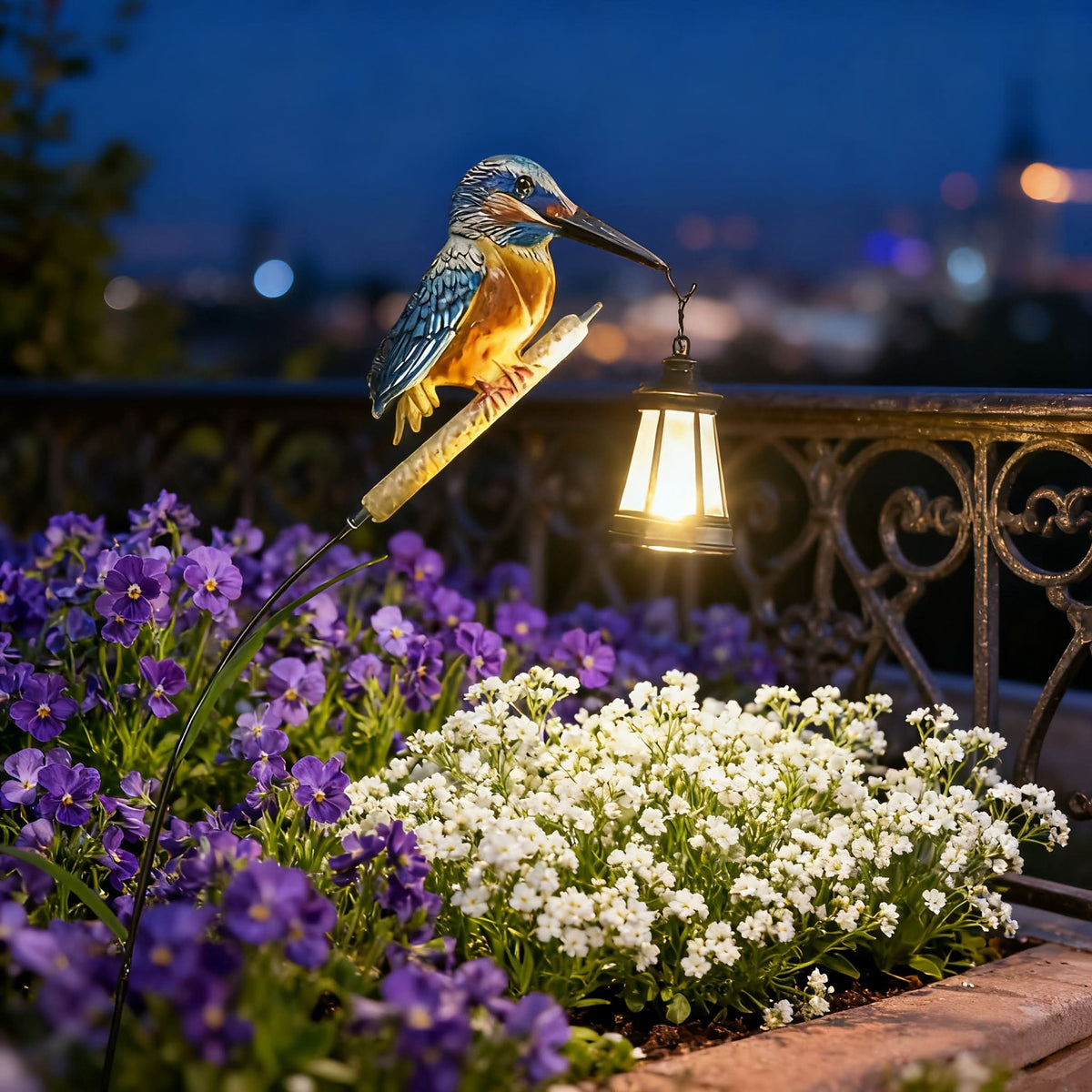 Hanging Lantern Hummingbird Design Solar-Powered & Weatherproof