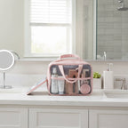 Hanging Makeup Bag Fold-Out Multi-Compartment Travel-Friendly
