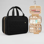Hanging Makeup Bag Fold-Out Multi-Compartment Travel-Friendly