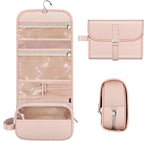Hanging Makeup Organizer Roll-Up Clear Panel Water-Resistant Polyester
