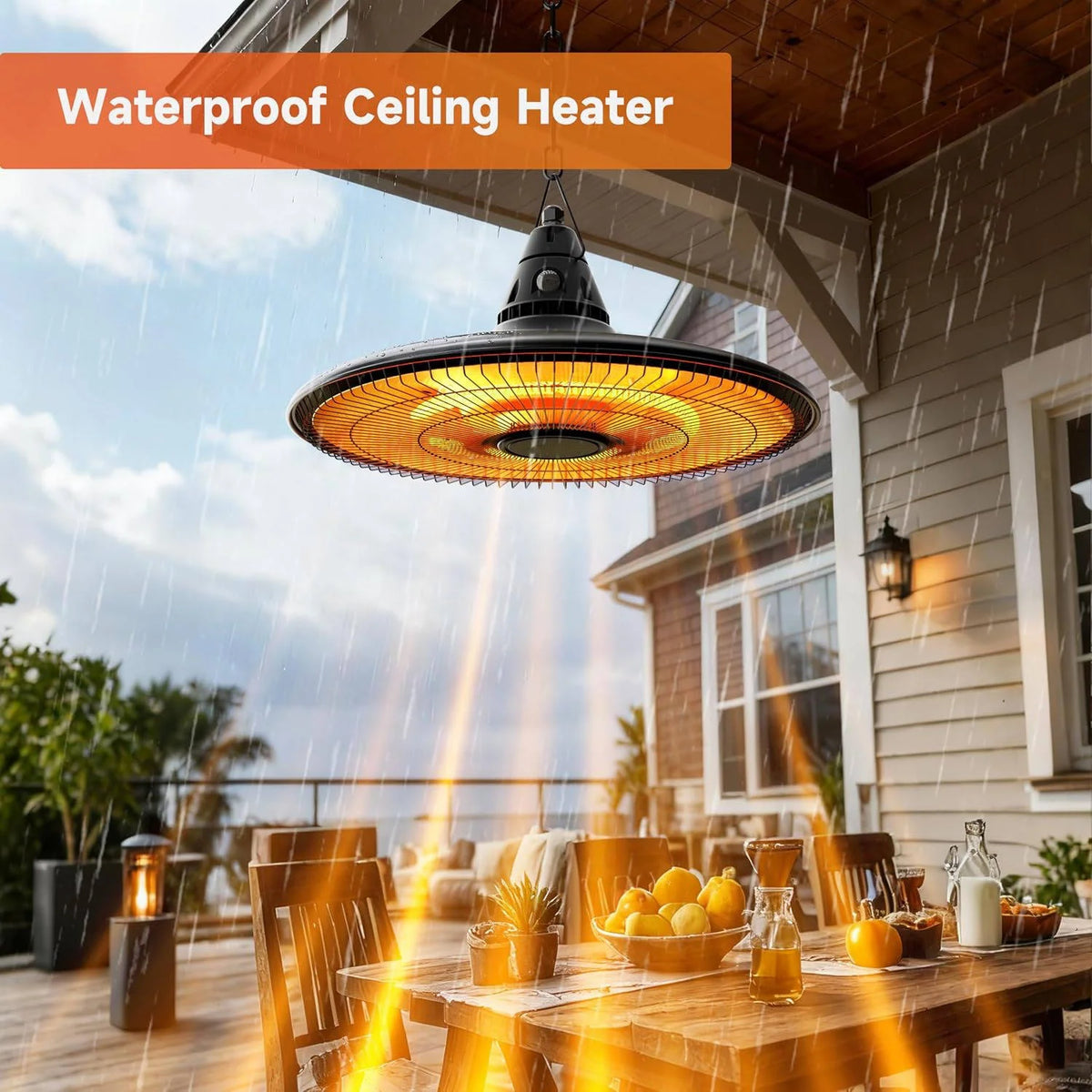 Hanging Patio Heater 1500W Infrared Weatherproof Remote Control