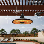 Hanging Patio Heater 1500W Infrared Weatherproof Remote Control