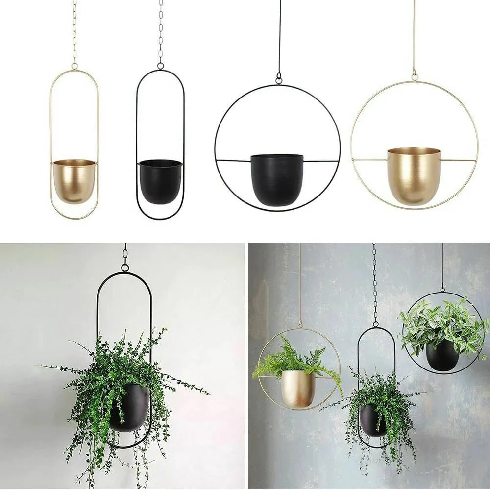 Hanging Planter Halo Ring Anti-Rust Metal No Drain Holes