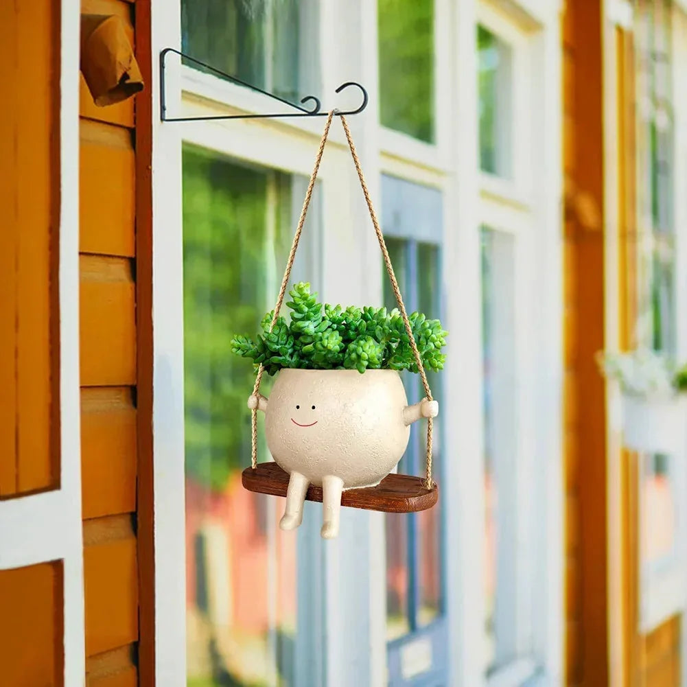Hanging Planter Weather-Resistant Resin Integrated Hanger