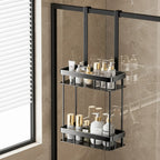 Hanging Shower Shelf Drill-Free Over-Glass Mount Aluminium Two-Tier