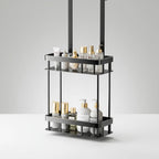 Hanging Shower Shelf Drill-Free Over-Glass Mount Aluminium Two-Tier