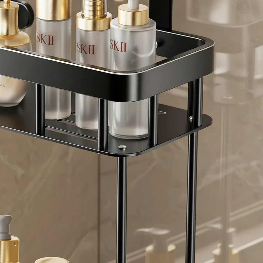 Hanging Shower Shelf Drill-Free Over-Glass Mount Aluminium Two-Tier