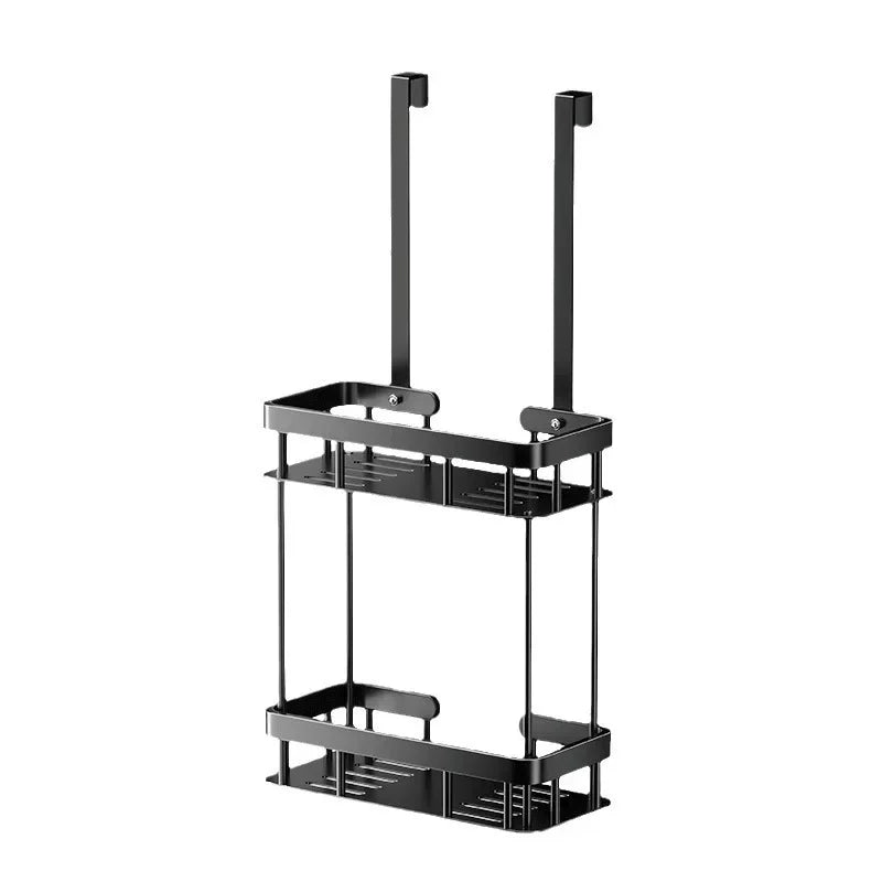 Hanging Shower Shelf Drill-Free Over-Glass Mount Aluminium Two-Tier