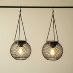 Hanging Solar Lantern Metal Mesh Shadow Projecting Warm LED