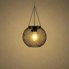 Hanging Solar Lantern Metal Mesh Shadow Projecting Warm LED