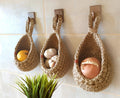 Hanging Storage Basket Handcrafted Jute & Adjustable Cord