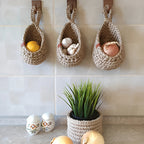 Hanging Storage Basket Handcrafted Jute & Adjustable Cord