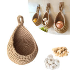 Hanging Storage Basket Handcrafted Jute & Adjustable Cord