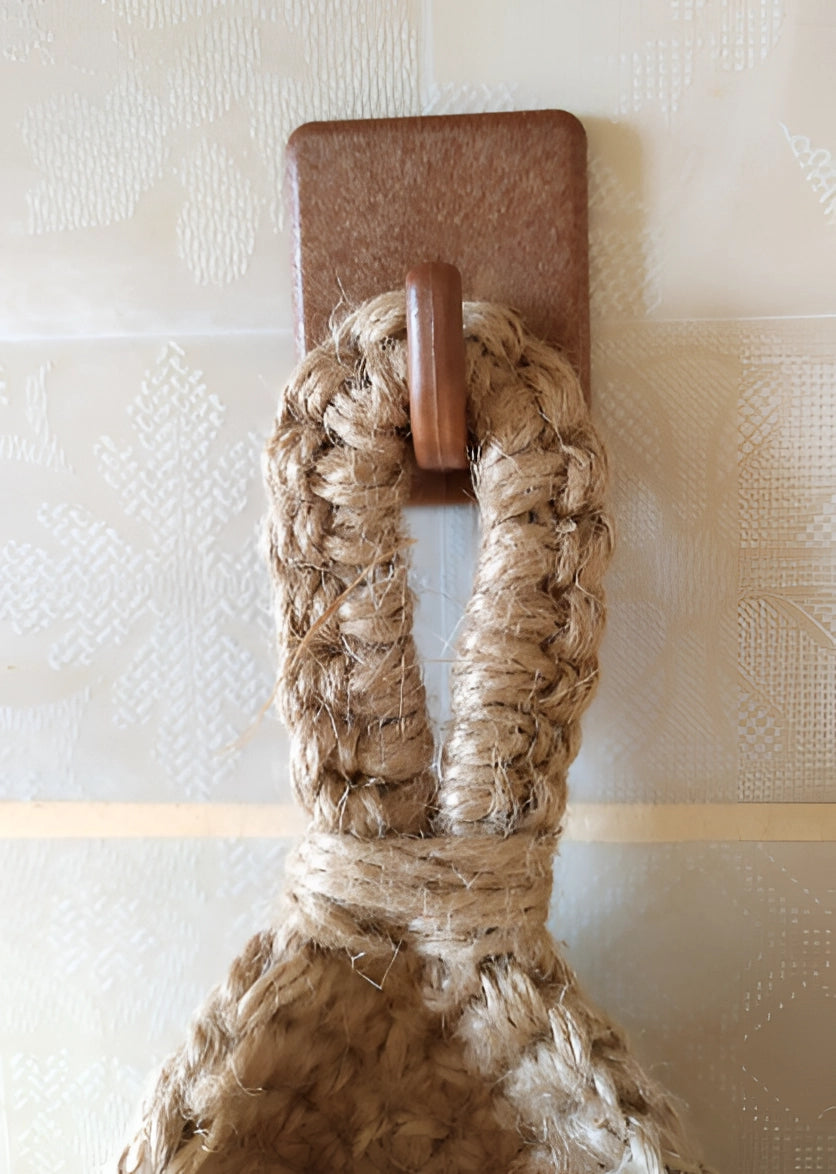 Hanging Storage Basket Handcrafted Jute & Adjustable Cord