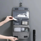 Hanging Toiletry Bag Foldable Zippered Compartments