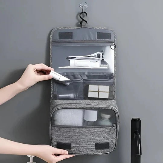 Hanging Toiletry Bag Foldable Zippered Compartments