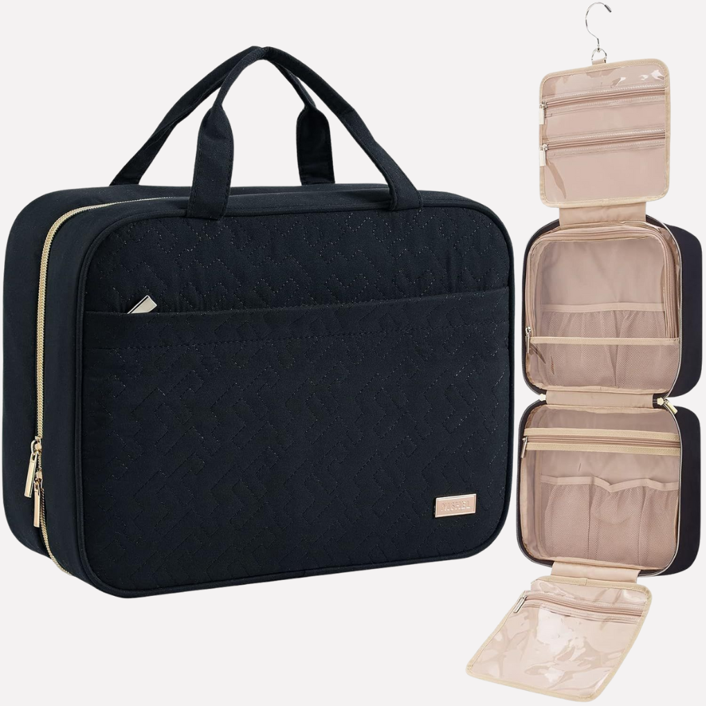 Hanging Toiletry Organizer Multiple Compartments & Mesh Pockets