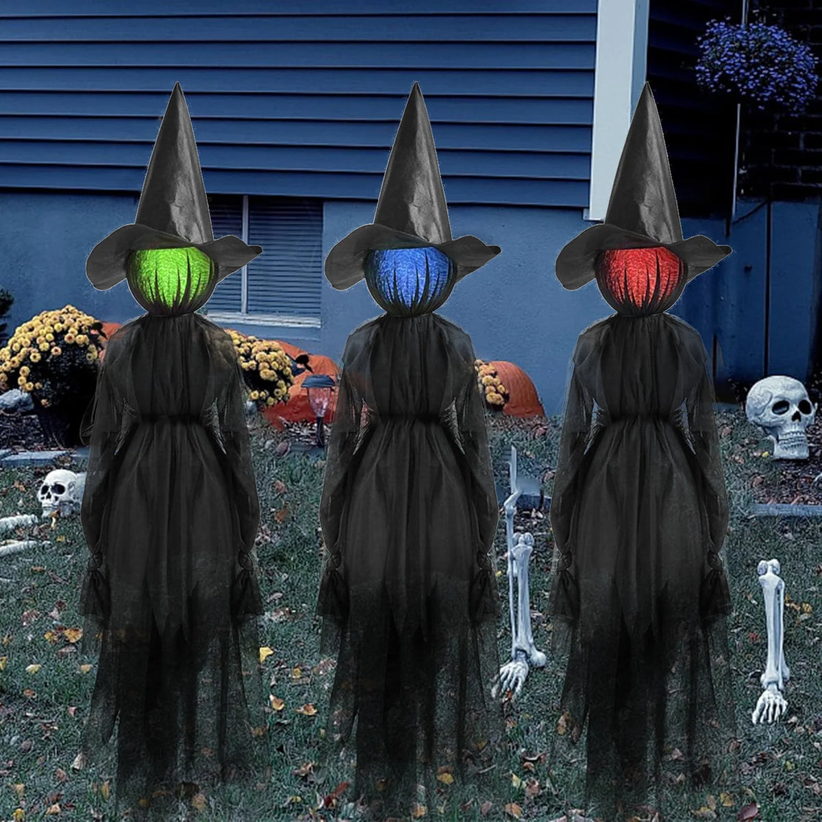 Hanging Witch Decoration Realistic Tulle Dress Weather-Resistant