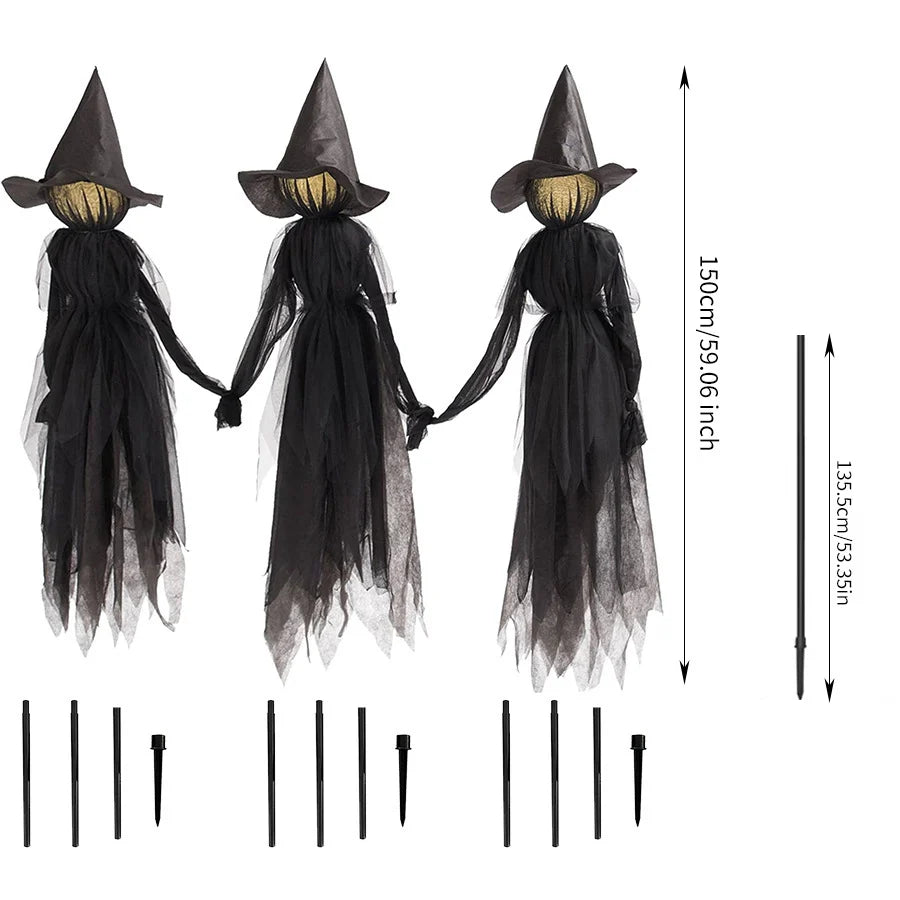 Hanging Witch Decoration Realistic Tulle Dress Weather-Resistant