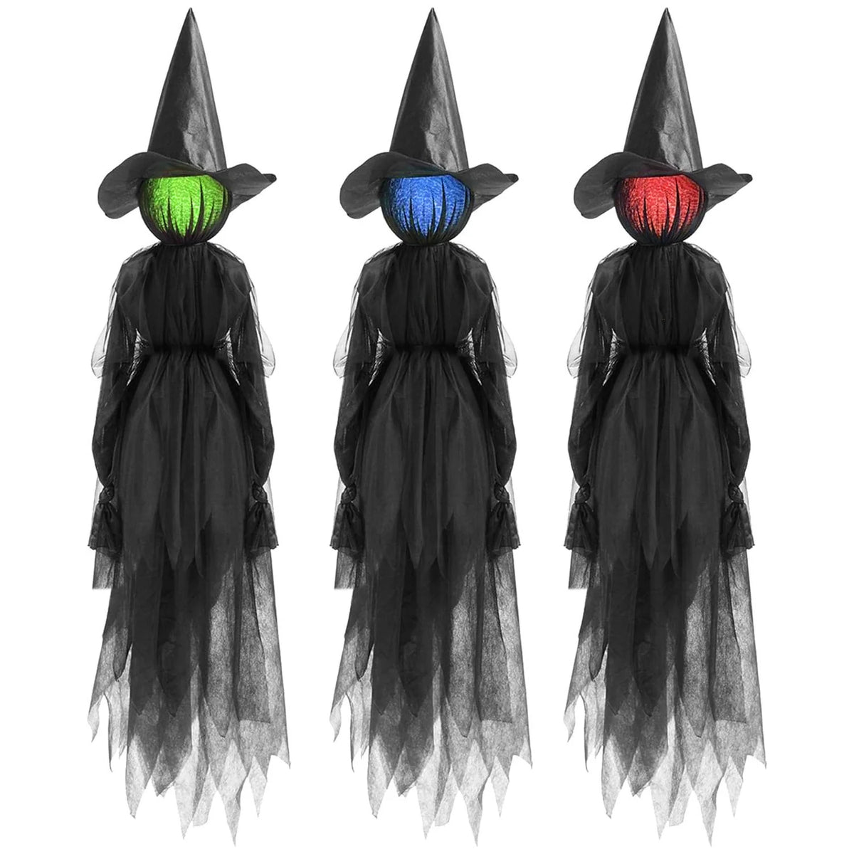 Hanging Witch Decoration Realistic Tulle Dress Weather-Resistant