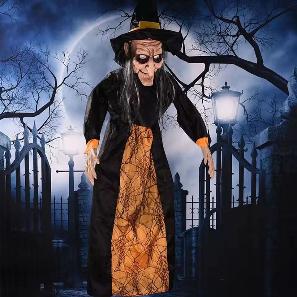 Hanging Witch Doll Life-Size Red LED Eyes & Sounds