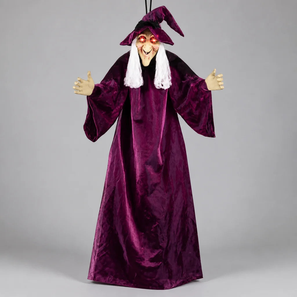 Hanging Witch Doll Life-Size Red LED Eyes & Sounds
