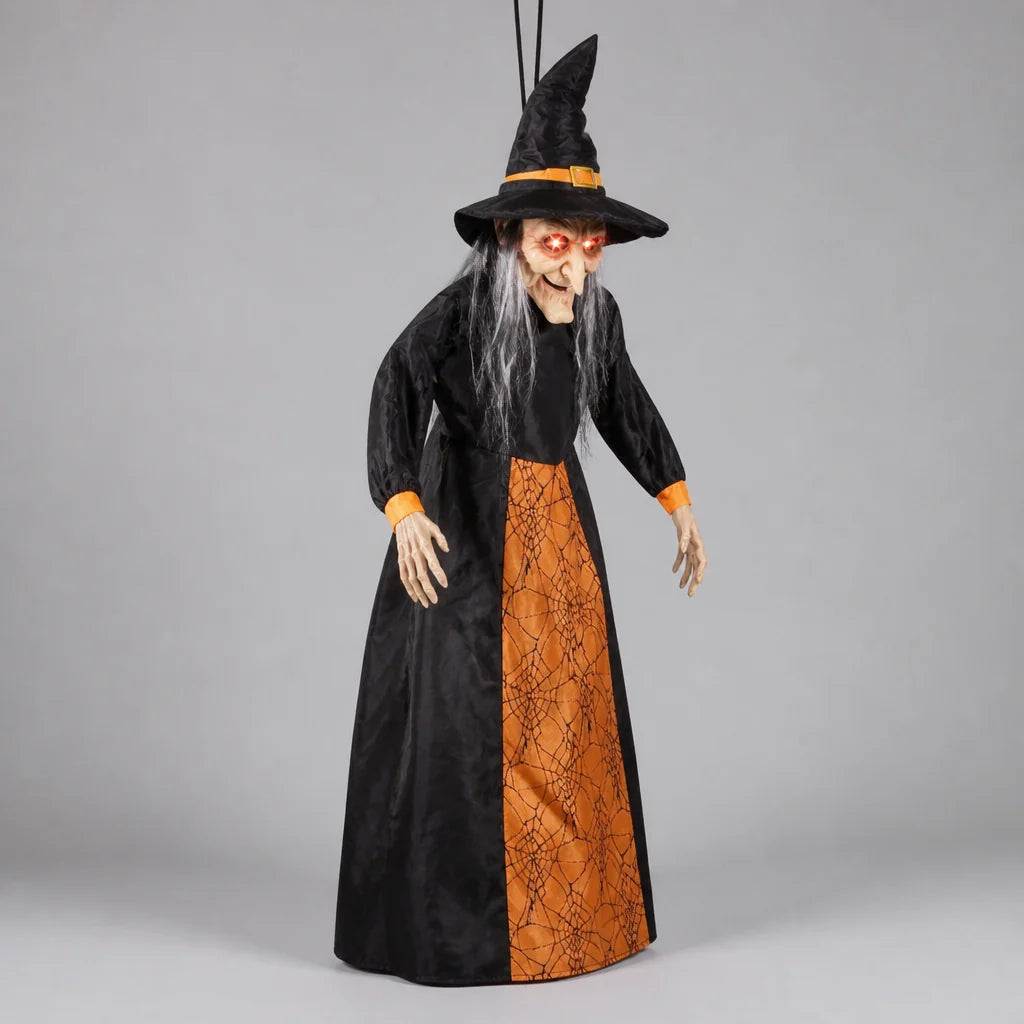 Hanging Witch Doll Life-Size Red LED Eyes & Sounds