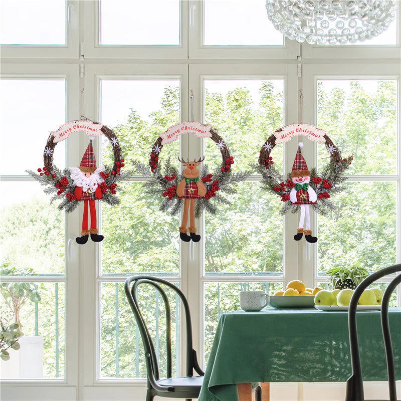 Hanging Wreath Santa & Holly Artificial Pine