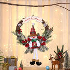 Hanging Wreath Santa & Holly Artificial Pine