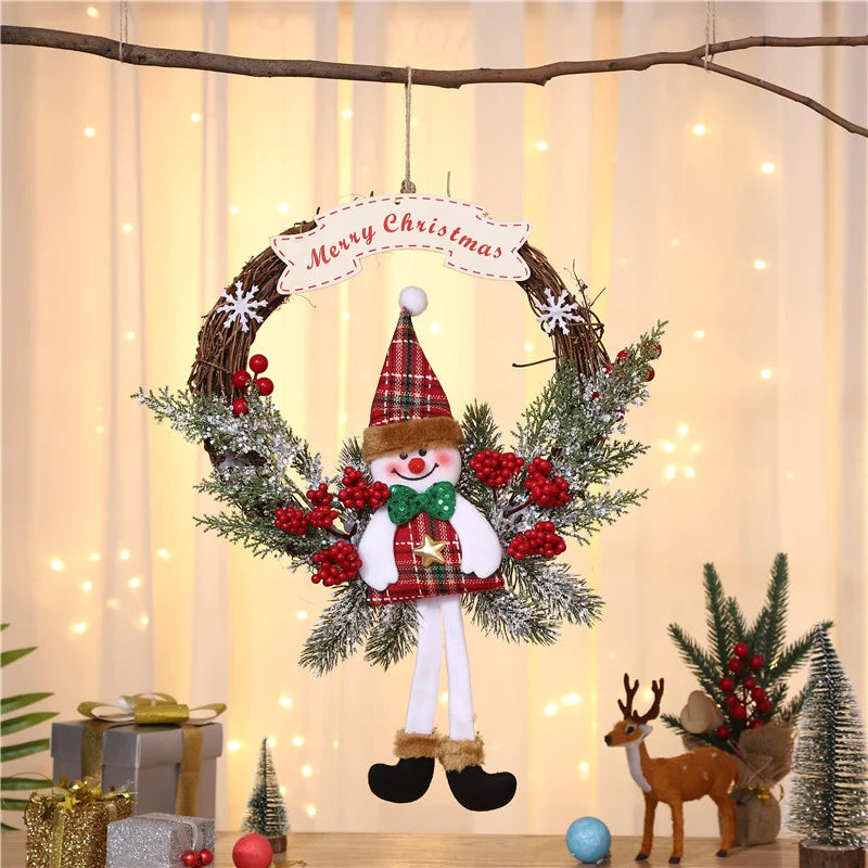 Hanging Wreath Santa & Holly Artificial Pine